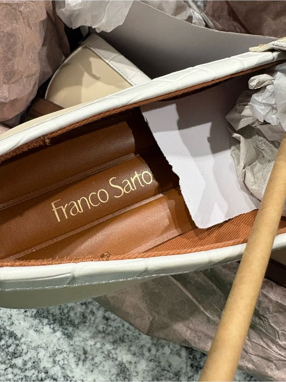Franco Sarto Two-Tone Cream and White Tassel Loafers